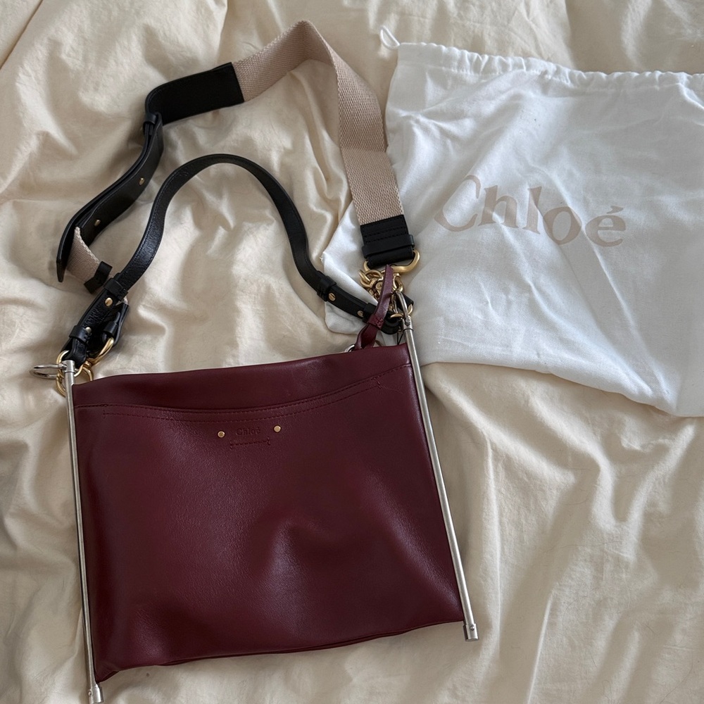 Chloe Roy smooth calfskin medium clutch bag plum purple